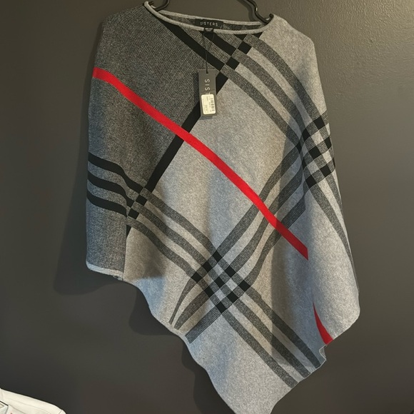 Pancho! Sisters NWT Plaid Pancho - one size - Picture 2 of 5